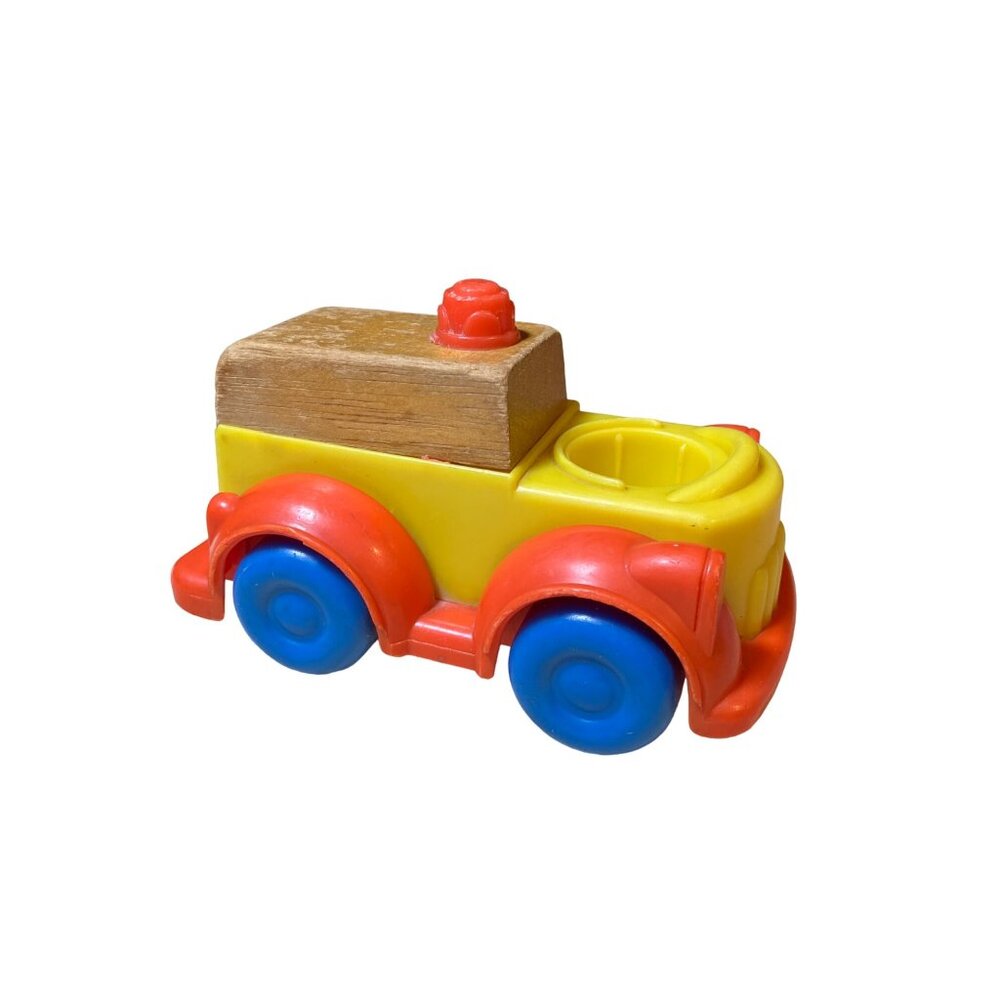 Mattel Preschool Power Putt Putt Fire Engine Rescue Vehicle Wood Plastic 1975